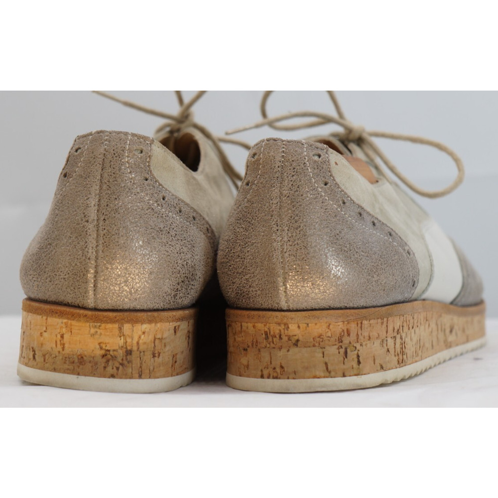 Paul Green Metallic Finish Leather Wingtip Brogue Oxford - Gray Tan White Sz 9 - Picture 7 of 13